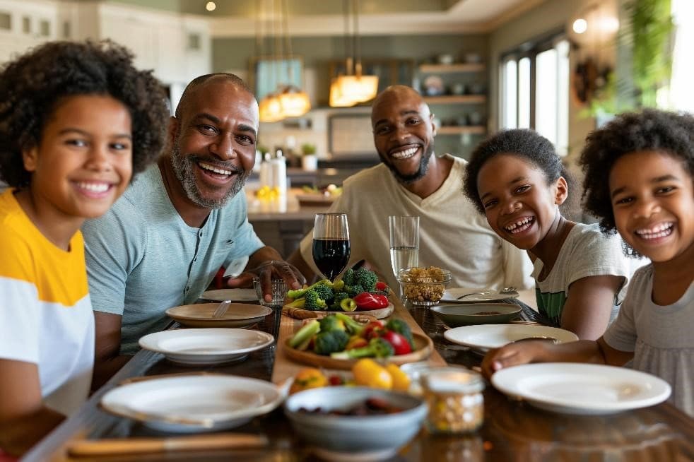 familia cenando y celebrando el día de la familia